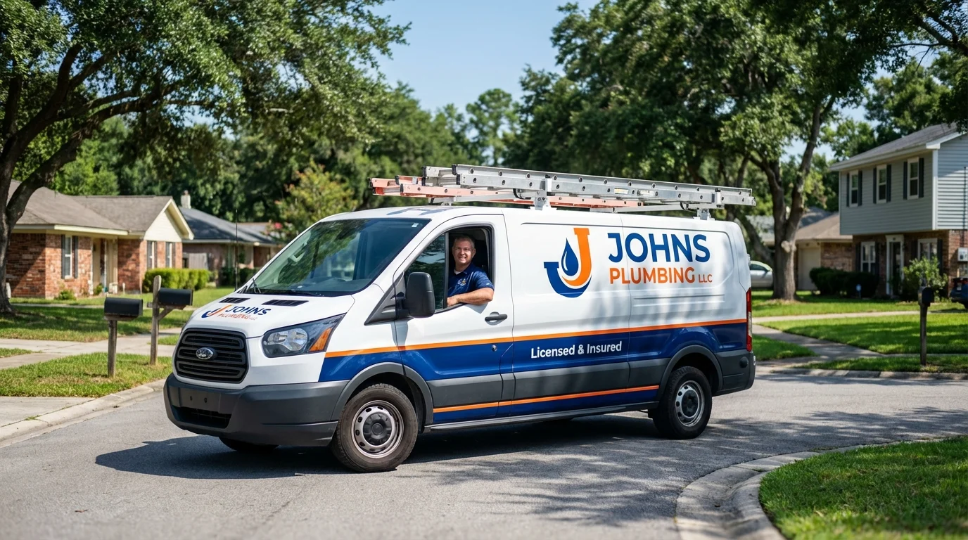 Johns Plumbing LLC service van in Sherman Oaks, CA