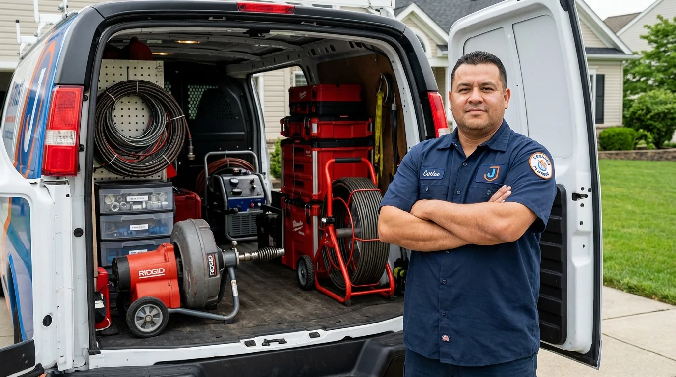 Professional drain cleaning equipment and Johns Plumbing LLC plumber in Sherman Oaks
